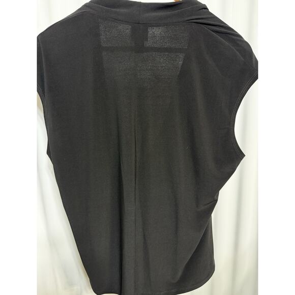 Clara Sunwoo Draped Twist Front Top Black Jersey Knit XL Made In USA - Picture 4 of 6